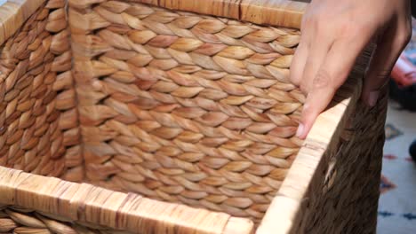 drilling into a woven basket for a diy project