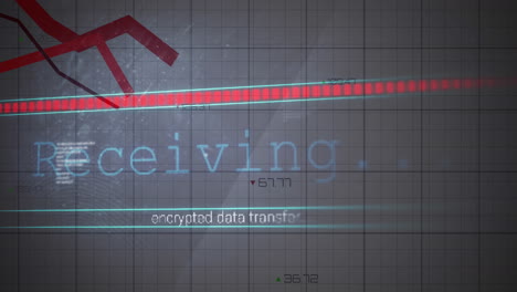 animation of red lines recording and data processing over grid