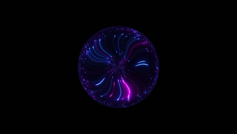 bola de plasma abstracta. esfera de luz eléctrica. hermosos fuegos artificiales, explosión colorida, big bang, rayos brillantes de neón en movimiento. moviéndose a través de las estrellas. bucle sin costuras