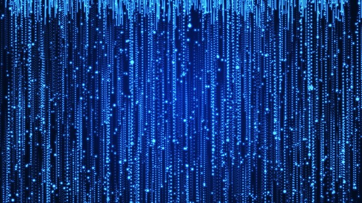 Blue Light and stripes moving fast dark background. Abstract Technology Background.
