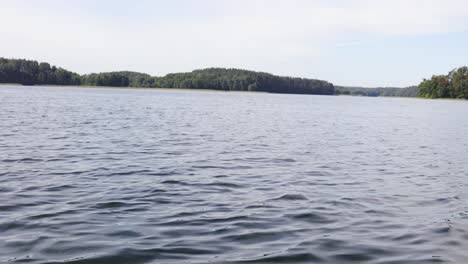 a pan around a wavy lake in a sunny summer day