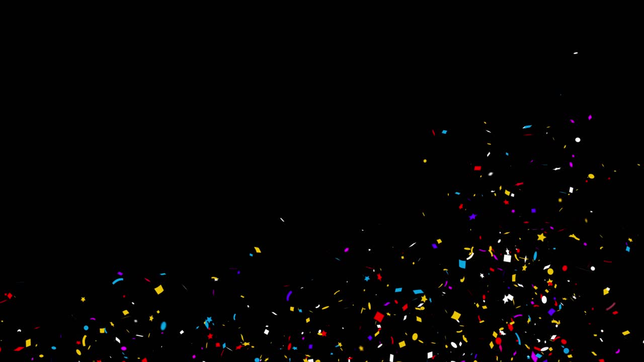 Glitter confetti falling popper explosion particles 4k loop animation green screen for event concert
