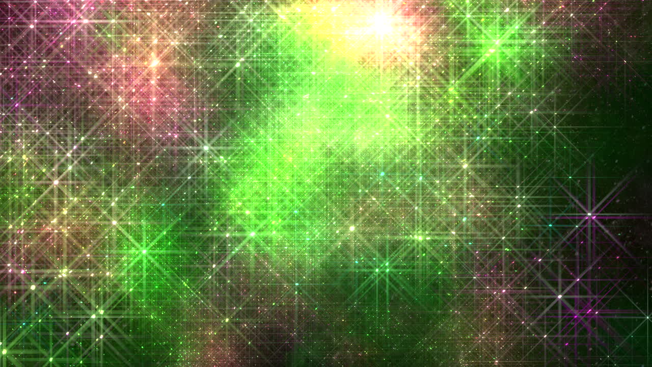 은하계에서 화려한 별과 반짝임이 날고 빛납니다.