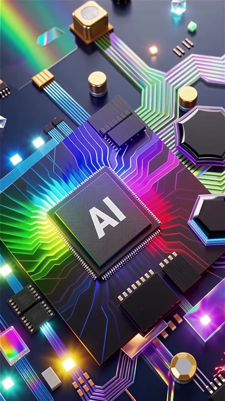 Futuristic AI Chip Motherboard Technology Background