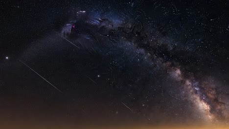 meteors streaking across the milky way night sky
