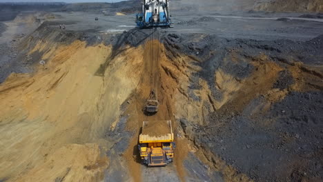 open pit coal mine operation with heavy equipment