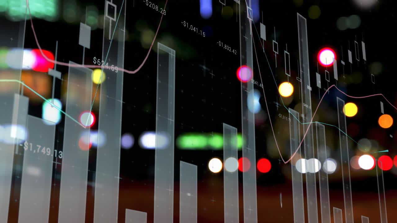 animación del procesamiento de estadísticas sobre el paisaje urbano