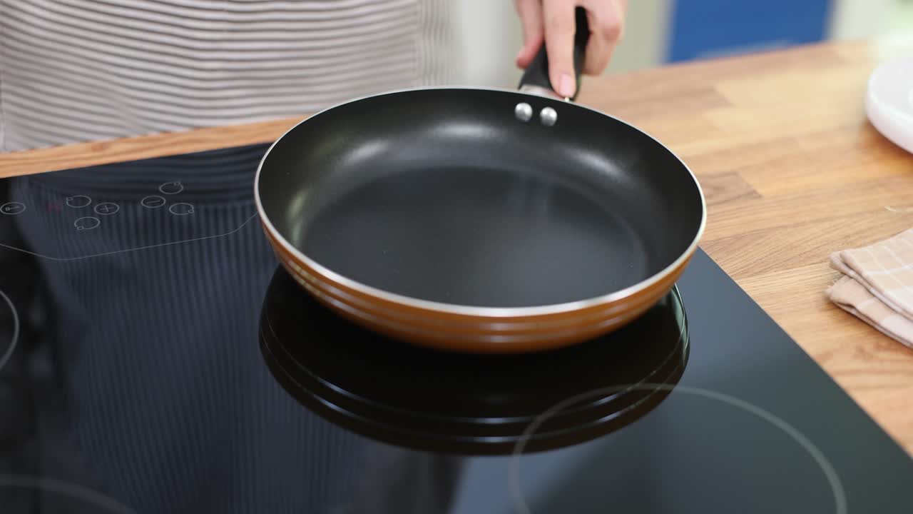Frying pan on induction cooktop