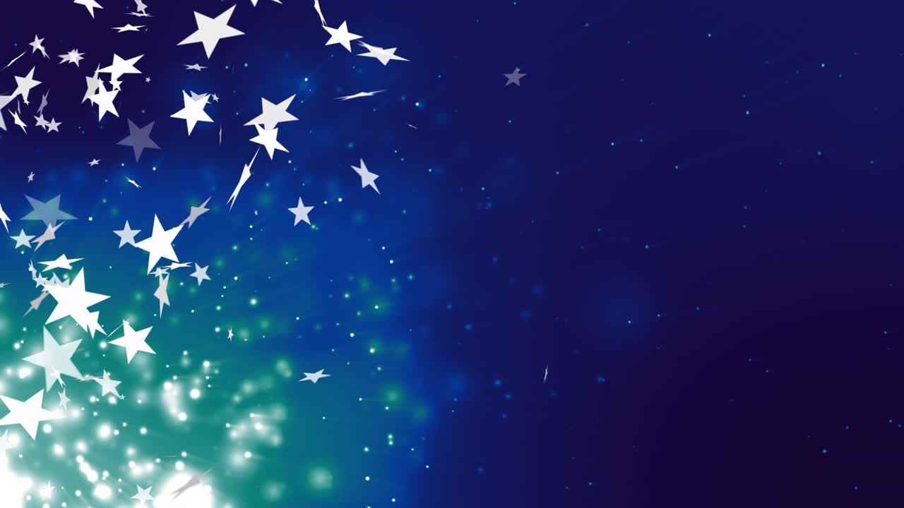 파란색 배경 위에 떨어지는 크리스마스 별의 애니메이션