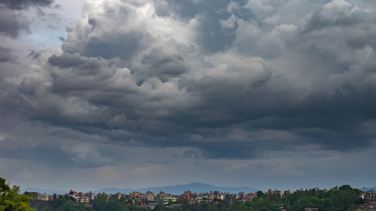 Dramatic Storm Cloud Time-lapse of clouds passing over the city of Kathmandu, Nepal.