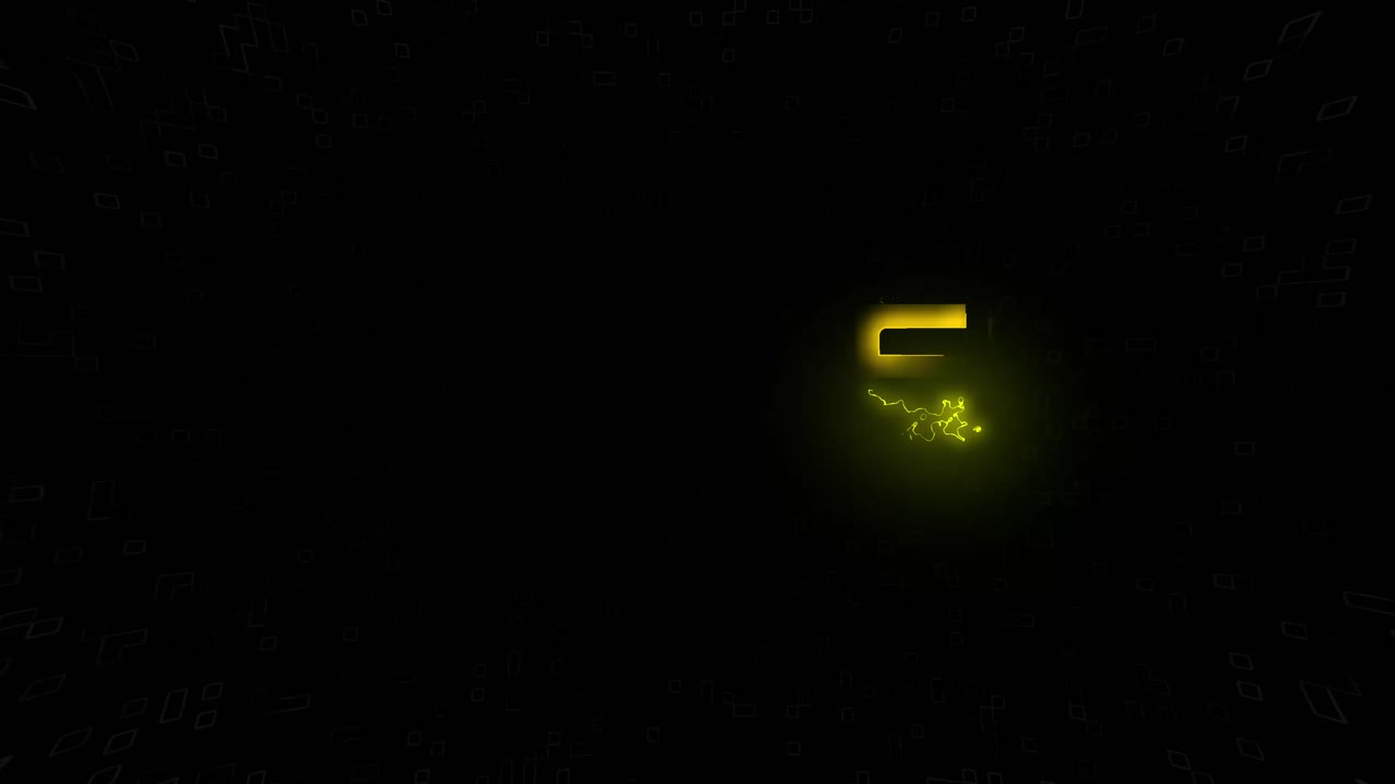 Elektrificeret blinkende TEASER animeret grafik i hvid, gul og sort