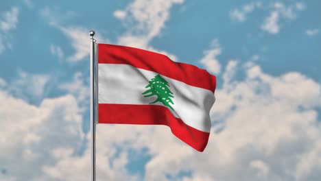 lebanon flag waving in the blue sky realistic 4k video