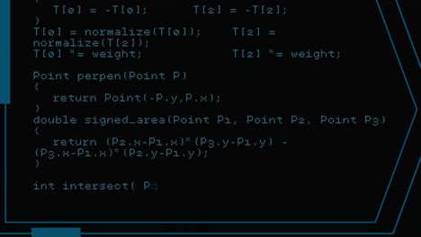 Animation of data processing on black background