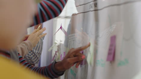 close-up-business-people-hands-using-sticky-notes-brainstorming-planning-successful-project-deadline-strategy-sharing-ideas-on-whiteboard-creative-teamwork-in-busy-office