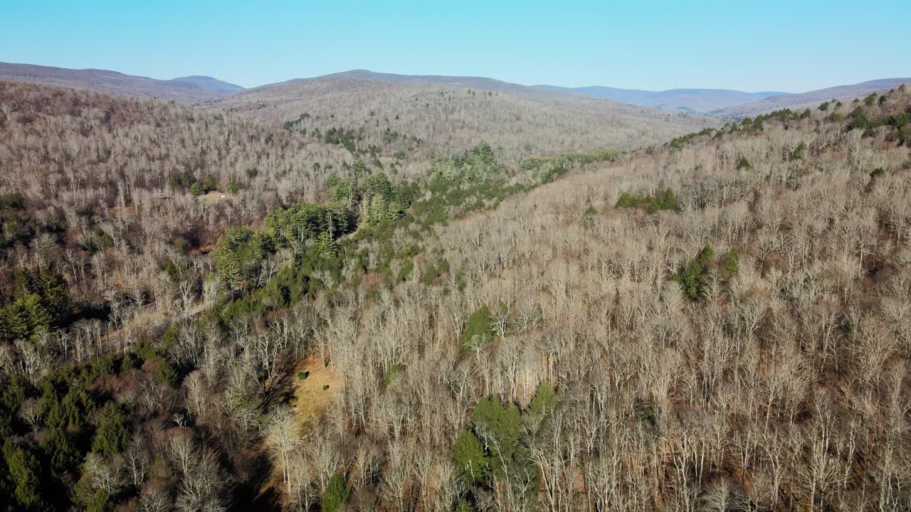 Above the Catskill mountains in new york state in late fall or early winter