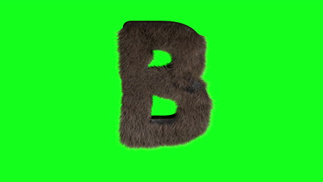 furry hairy 3d letter b on green screen