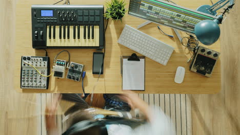 musician in a home studio
