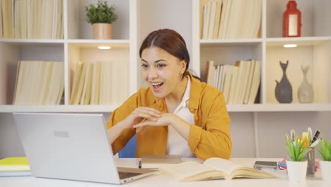 The-Female-student-who-is-surprised-and-happy-at-the-news.