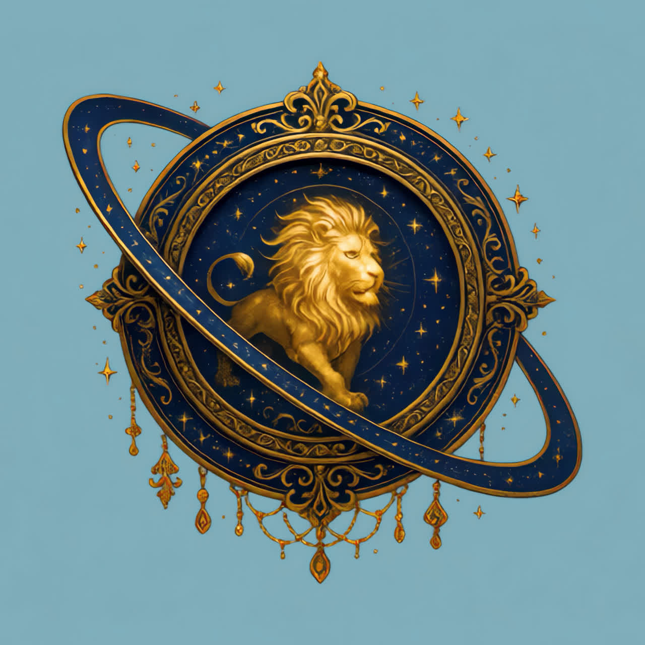 Animazione di illustrazione cosmica di leone regale, risorsa isolata, video 4K trasparente, canale alfa, ProRes.