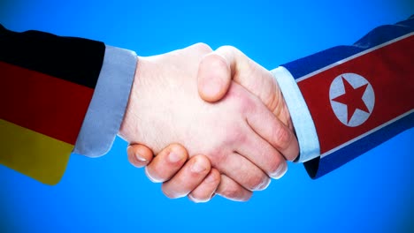 germany - north korea/ handshake concept animation about countries and politics / with matte channel
