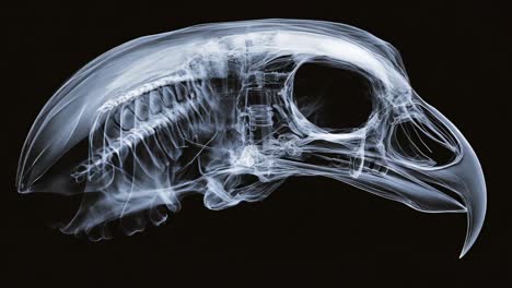 x-ray style bird skull illustration