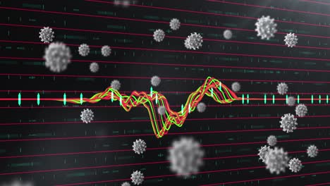 Animación-Del-Procesamiento-De-Datos-Sobre-Células-De-Coronavirus-Flotando