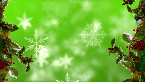 Animation-of-christmas-decoration-over-falling-snow