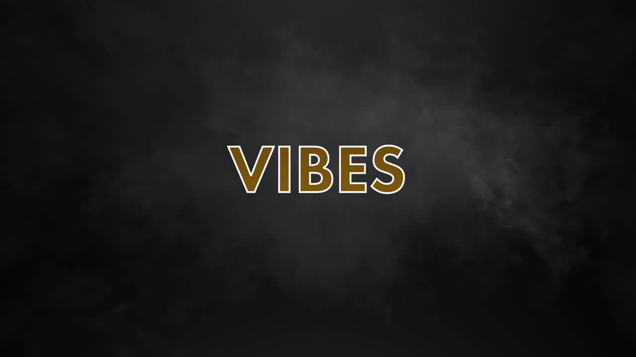 animación de vibraciones texto en letras marrones sobre humo sobre fondo negro