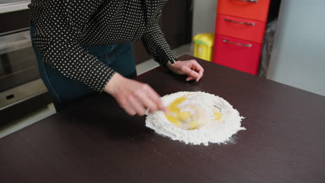 eggs and flour for the preparation of a typical homemade dessert
