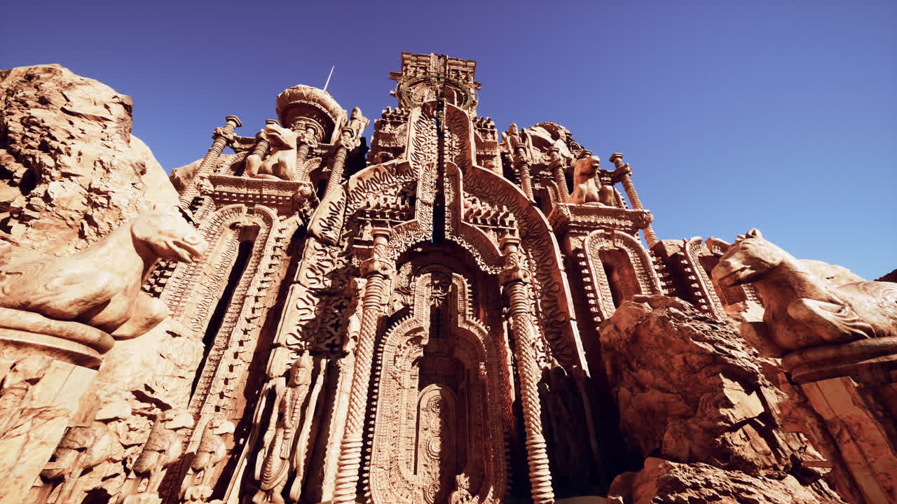 돌로 만든 환상적인 건물의 큰 입구