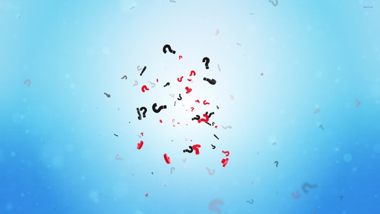 Blue question mark with blinking and motion graphics Loop animation Green Screen for creativity and questions.