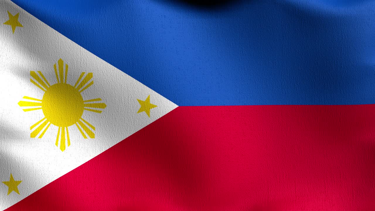 시엄리스 루프 4k vdo - 바람에 날아다니는 필리핀 국기 - 공식 애국 추상 디자인 - 흔들리는 표지 기호의 3d 렌더링 일러스트레이션