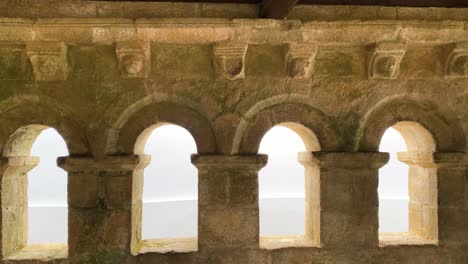 domus municipalis interior romanesque arches, braganza portugal