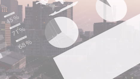 animation of data processing over cityscape