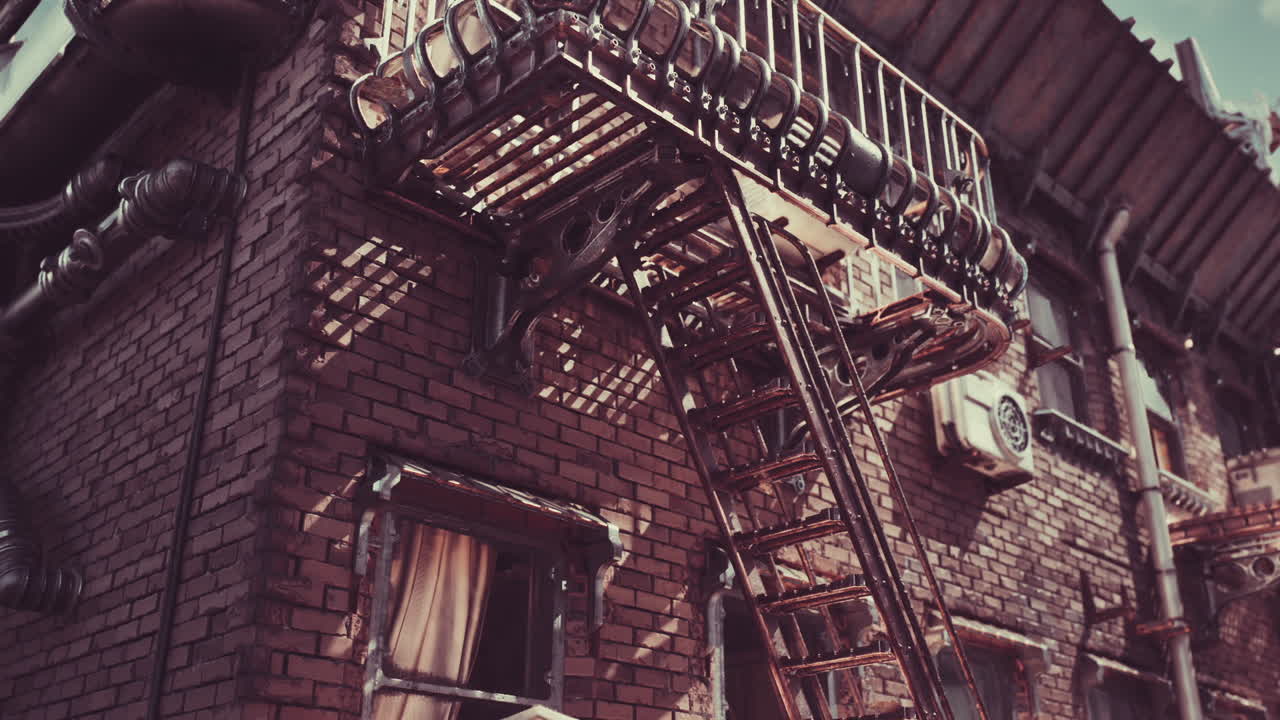 Contatori del gas datati con tubi e valvole metalliche vintage montati su parete di mattoni.