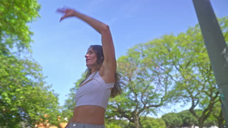 woman dancing in park
