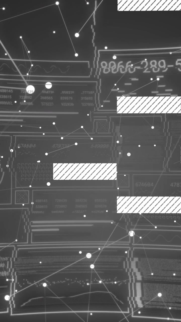 Animation of scope scanning and data processing over grey background