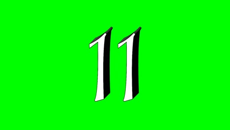 number eleven 11 animation green screen