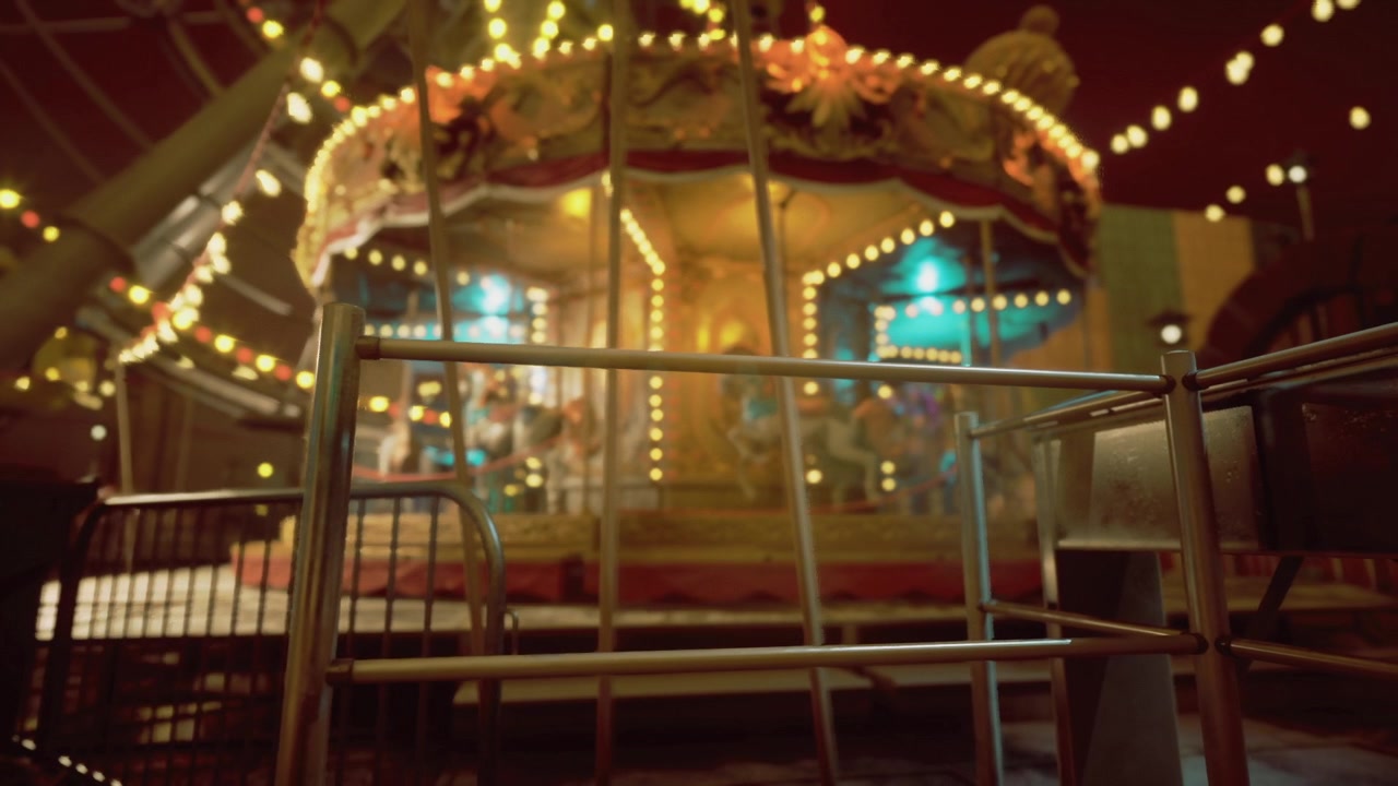 Vintage fair setting warm lighting highlights antique amusement ride