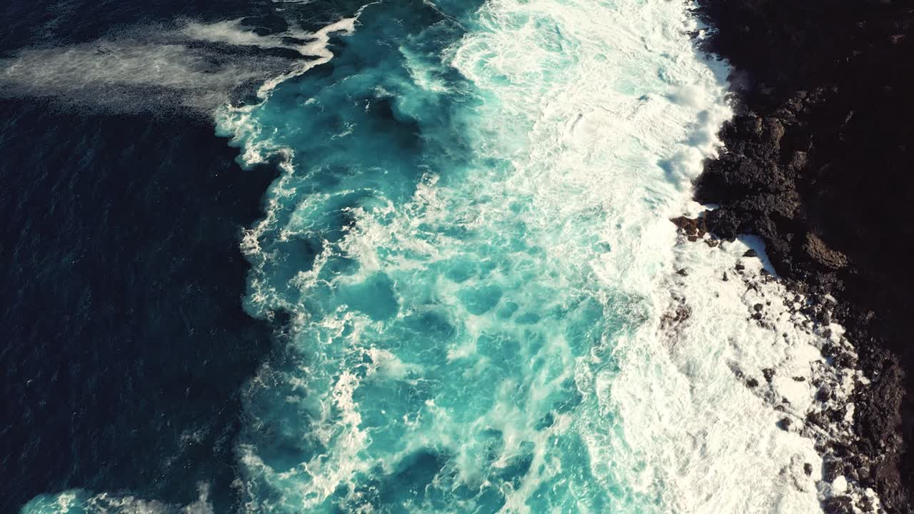 Drone shot of the wild coast of Lanzarote