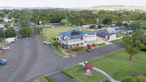 aerial footage of a rural car park area