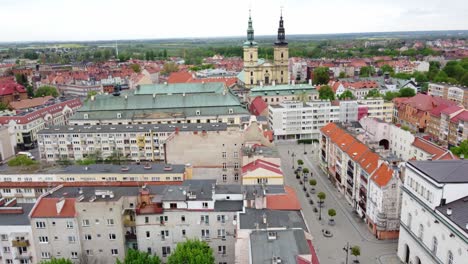 panoramic aerial view of the medieval town of legnica in southwestern poland