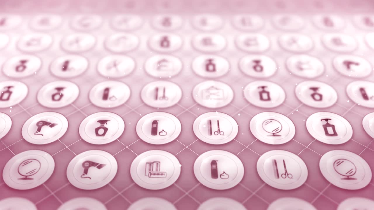 헤어드레스 아이콘 세트, 헤어 살롱 아이템 배경, cg 루프 애니메이션