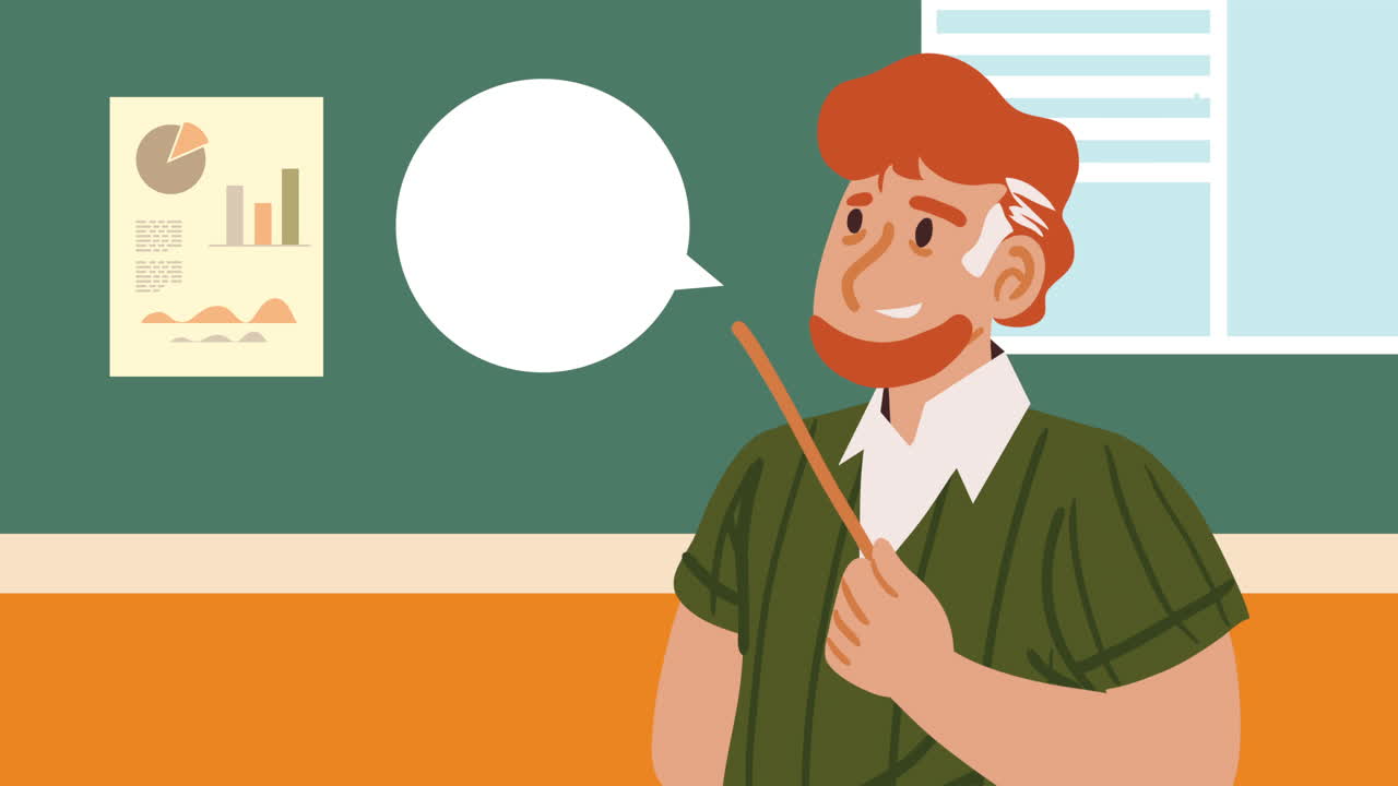 teacher with pointer stick character