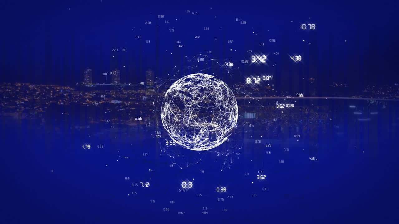 데이터 처리를 통한 지구와 연결 네트워크의 애니메이션