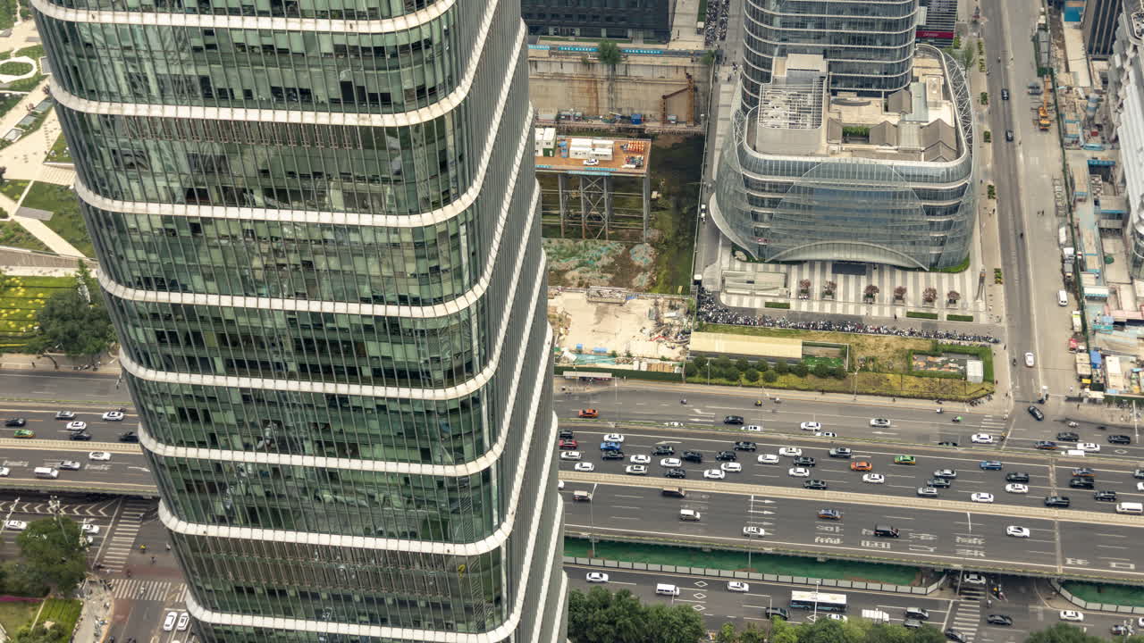 Timelapse of the Beijing city skyline from a high vantage point