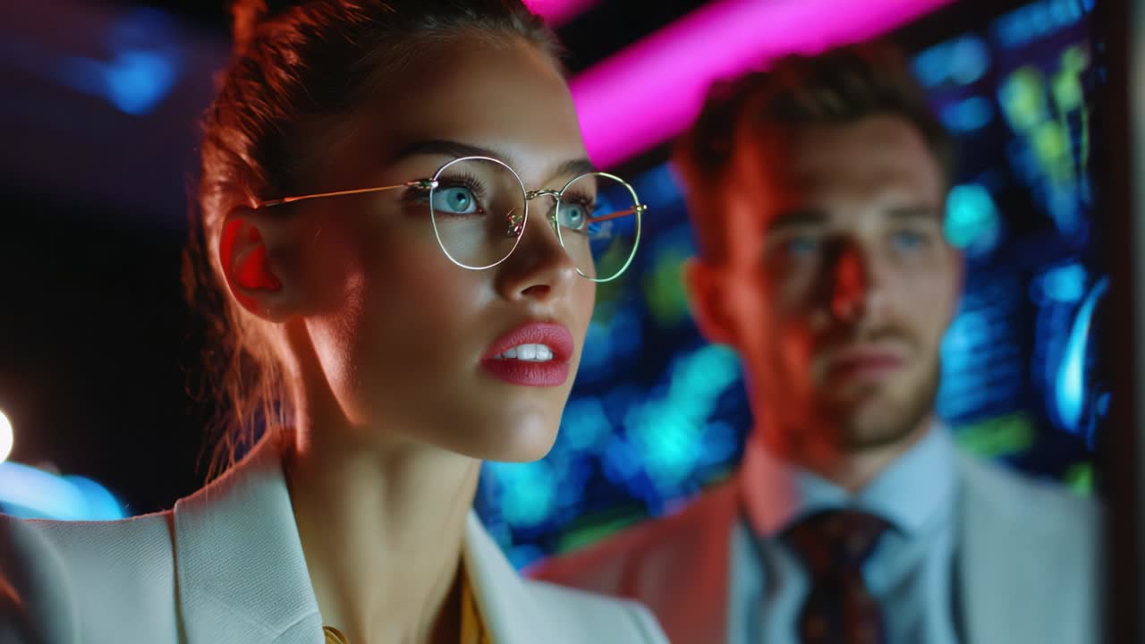 Professional Man and Woman Analyzing Data