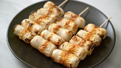 grilled-tube-shaped-fish-paste-cake-or-tube-squid-skewer