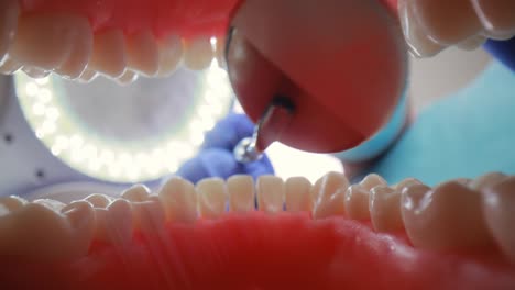 patient at a dentist appointment in a dental clinic. view from inside the dental jaw.