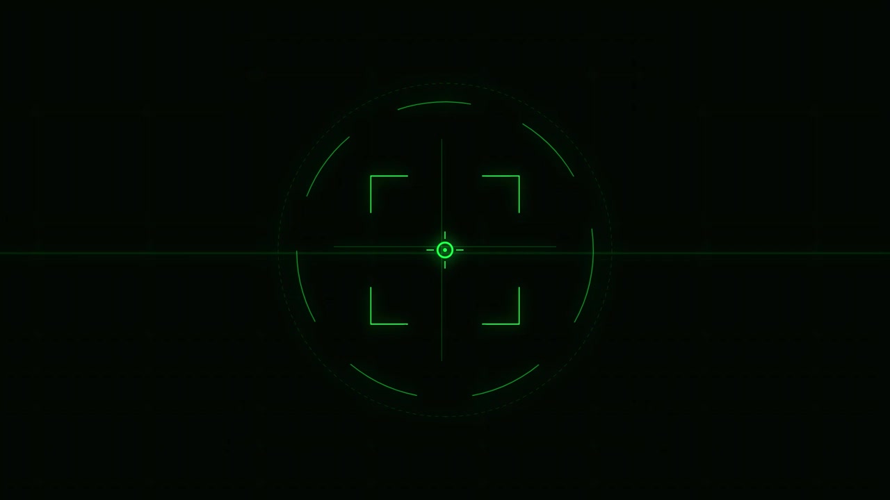 Digital Green Target Reticle Overlay on Black Background
